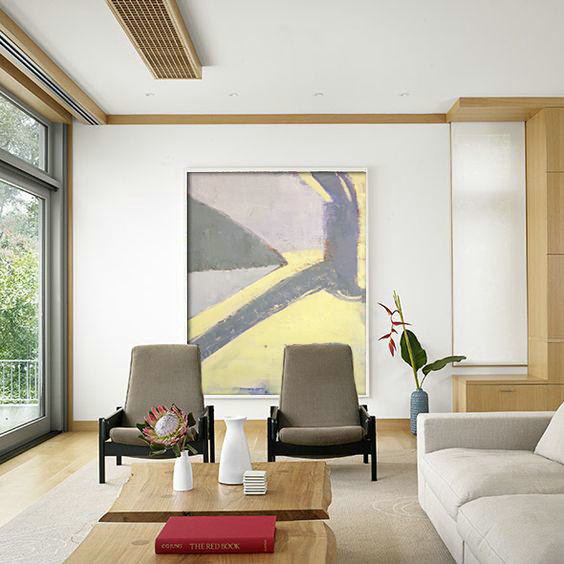 Hand-Painted Canvas Art,Vertical Palette Knife Contemporary Art,Canvas Artwork For Sale,Purple,Yellow,Grey.etc